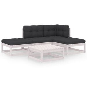 vidaXL Juego de muebles de jard&iacute;n 5 pzas y cojines madera pino maciza