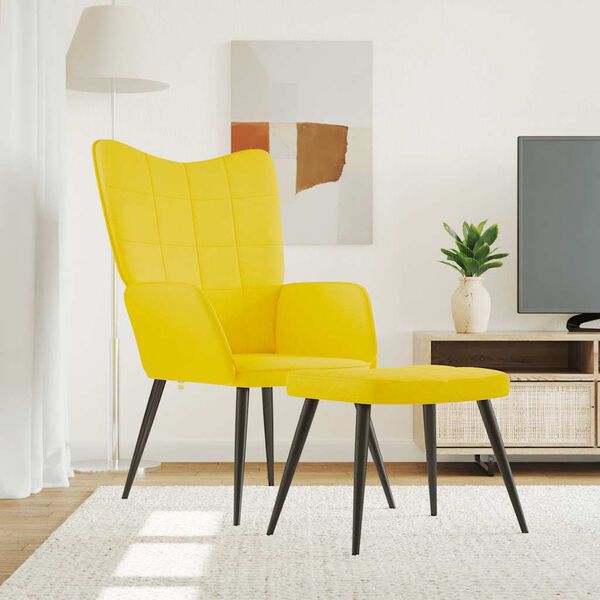 vidaXL Sill&oacute;n de relax con reposapi&eacute;s tela amarillo mostaza
