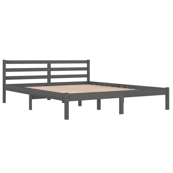 vidaXL Estructura de cama madera maciza de pino gris 160x200 cm