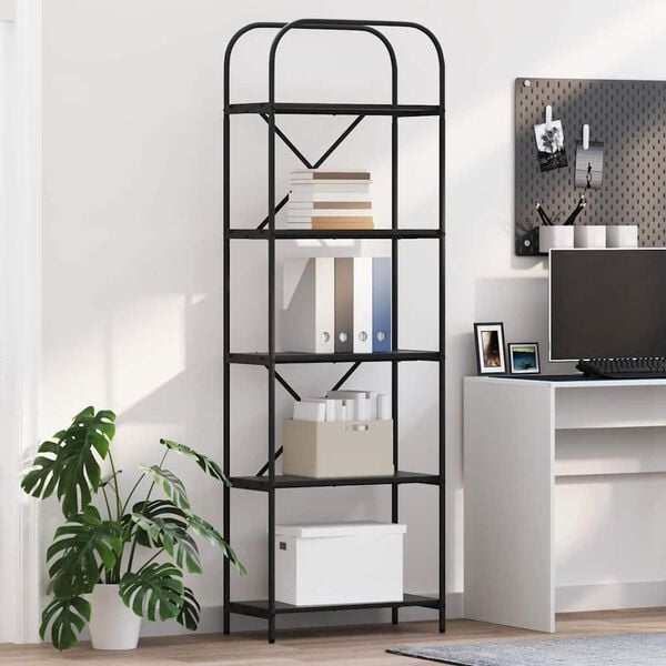 vidaXL Estante de libros Roble Negro 60 x 30 x 183 cm