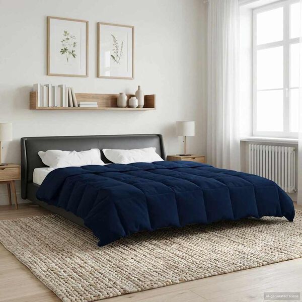 vidaXL Edred&oacute;n de Invierno Azul Oscuro 200 x 220 cm Microfibra