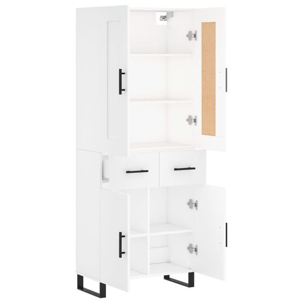 vidaXL Aparador alto madera contrachapada blanco 69,5x34x180 cm