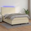 vidaXL Cama box spring colch&oacute;n y LED cuero sint&eacute;tico crema 140x200 cm