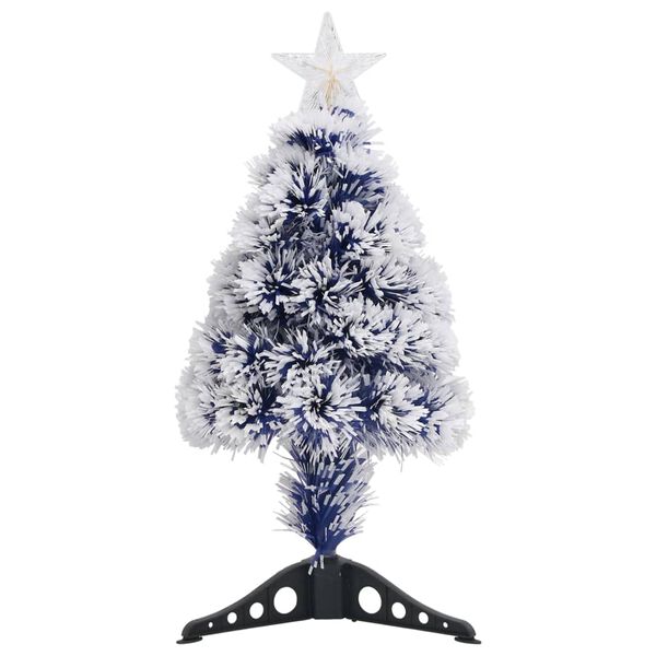 vidaXL &Aacute;rbol de Navidad con luces fibra &oacute;ptica blanco y azul 64 cm