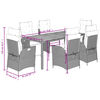vidaXL Set comedor jard&iacute;n 7 pzas y cojines rat&aacute;n sint&eacute;tico gris