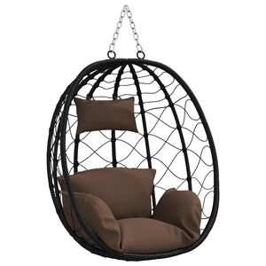 vidaXL Silla huevo colgante Caf&eacute; 91.5 x 60 x 110 cm rat&aacute;n sint&eacute;tico