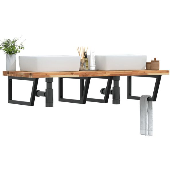 vidaXL Estante de lavabo de pared acero y madera maciza de acacia