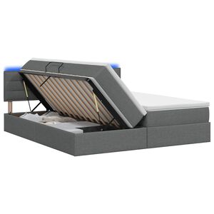 vidaXL Cama de almacenamiento LED con colch&oacute;n Gris oscuro 200 x 200 cm