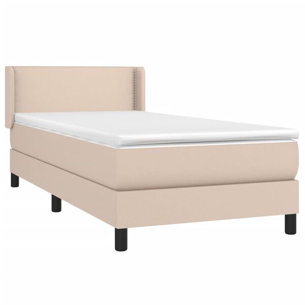 vidaXL Cama box spring con colch&oacute;n cuero sint&eacute;tico capuchino 80x200 cm