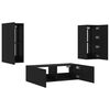 vidaXL Muebles de TV de pared con luces LED 3 piezas negro