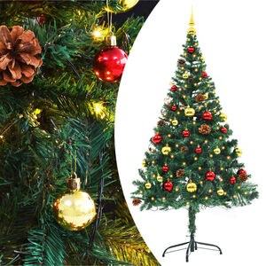 vidaXL &Aacute;rbol de Navidad artificial con luces y bolas verde 150 cm