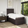 vidaXL Cama box spring con colch&oacute;n tela marr&oacute;n oscuro 80x200 cm