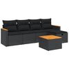 vidaXL Set de sof&aacute;s de jard&iacute;n 6 piezas y cojines rat&aacute;n sint&eacute;tico negro