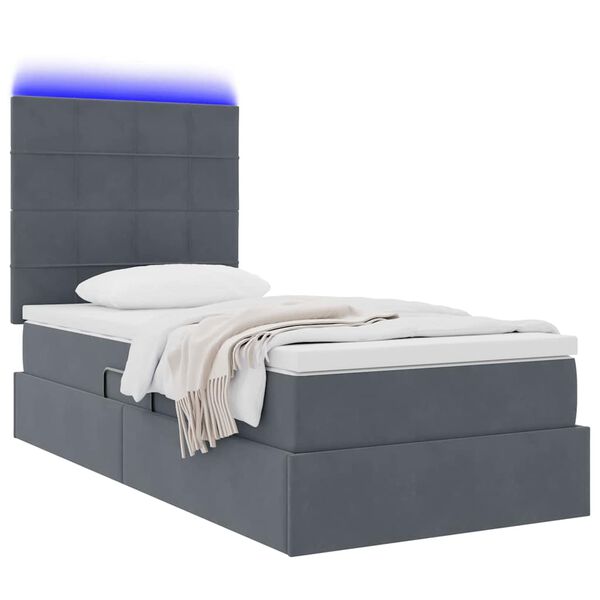 vidaXL Cama con almacenamiento y LED con LED Gris oscuro 100 x 200 cm