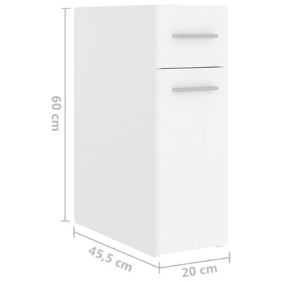 vidaXL Armario de boticario madera contrachapada blanco 20x45,5x60 cm