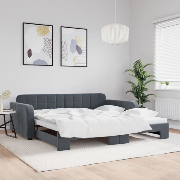 vidaXL Sof&aacute; cama nido terciopelo gris oscuro 100x200 cm