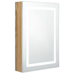vidaXL Armario de ba&ntilde;o con espejo y LED blanco y roble 50x13x70 cm