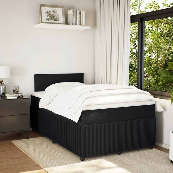 vidaXL Cama box spring con colch&oacute;n terciopelo negro 120x200 cm