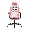 vidaXL Silla gaming con reposapiés cuero sintético blanco y rosa