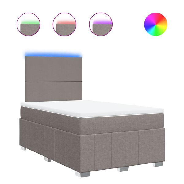 vidaXL Cama box spring con colch&oacute;n tela gris taupe 120x190 cm
