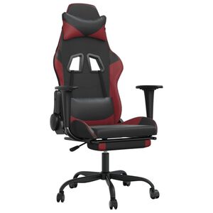 vidaXL Silla gaming masaje reposapi&eacute;s cuero sint&eacute;tico negro rojo tinto