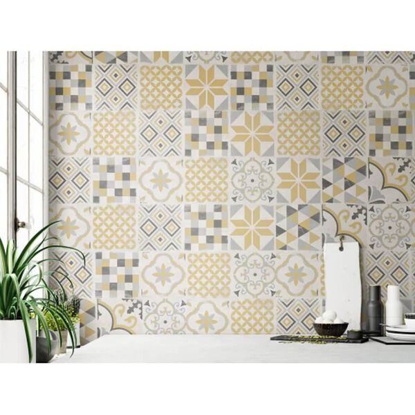 Grosfillex Baldosa de pared Accent 9 uds amarillo andaluz 15,4x120 cm