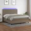 vidaXL Cama box spring colch&oacute;n y luces LED tela gris taupe 160x200 cm