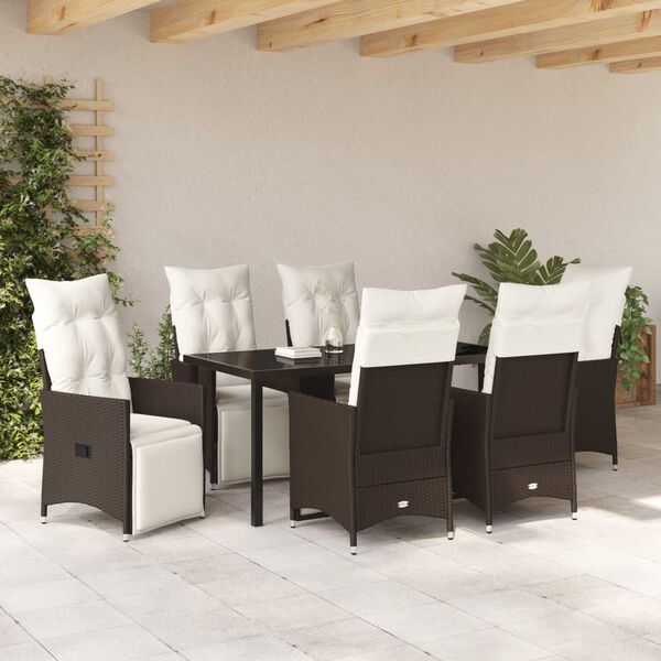 vidaXL Conjunto de Comedor de Jard&iacute;n 7 pcs Marr&oacute;n rat&aacute;n sint&eacute;tico
