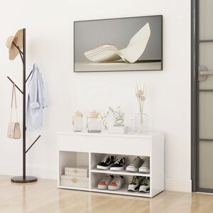 vidaXL Zapatero madera contrachapada blanco brillante 80x30x45cm