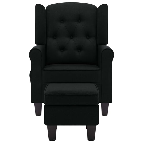 vidaXL Sillón de masaje con reposapiés tela negro