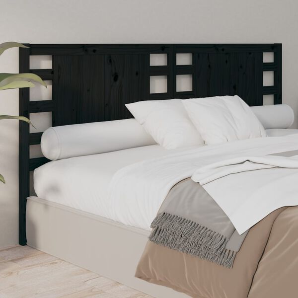 vidaXL Cabecero de cama madera maciza de pino negro 166x4x100 cm