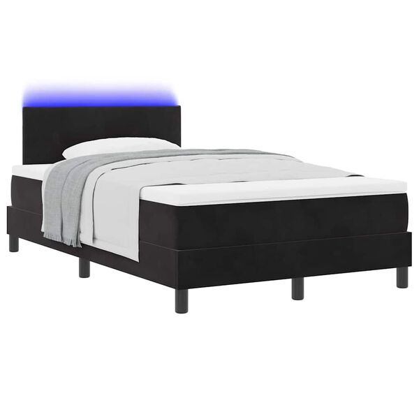 vidaXL Cama Box Spring LED con colch&oacute;n Negro 120 x 200 cm Terciopelo