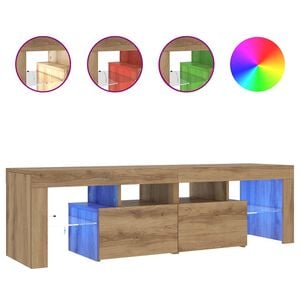 vidaXL Mueble de TV luces LED madera roble artisan 140x36,5x40 cm