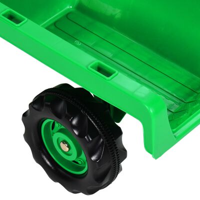 vidaXL Tractor de pedales para niños con remolque verde y negro