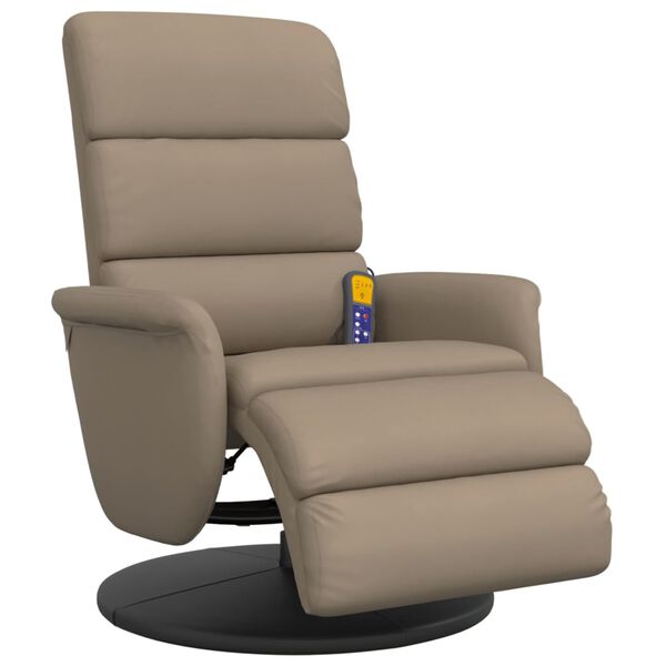 vidaXL Sill&oacute;n reclinable masaje reposapi&eacute;s cuero sint&eacute;tico capuchino