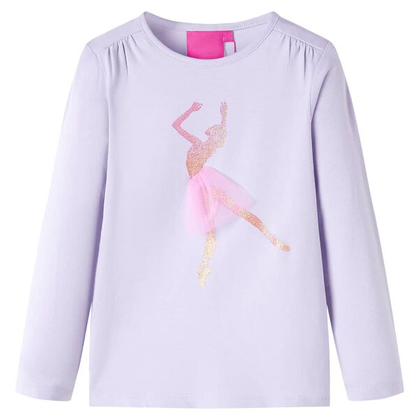 Camiseta infantil de manga larga lila claro 140