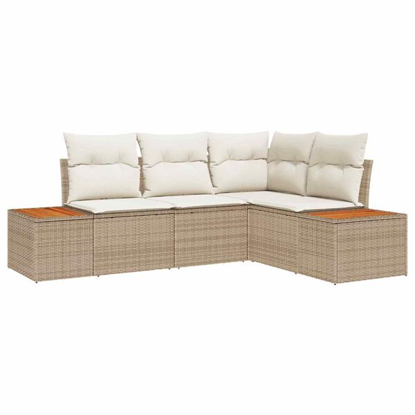 vidaXL Conjunto de sofás de jardín 4 pcs Beige y Crema Ratán sintético