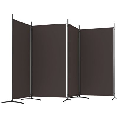 vidaXL Biombo divisor de 4 paneles de tela marrón 346x180 cm