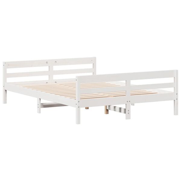 vidaXL Estructura de cama sin colch&oacute;n madera de pino blanca 140x200 cm