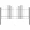 vidaXL Valla de jard&iacute;n con punta de lanza de acero 337x175 cm negra