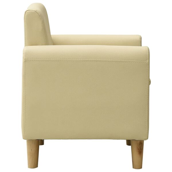 vidaXL Sof&aacute; infantil de cuero sint&eacute;tico blanco crema