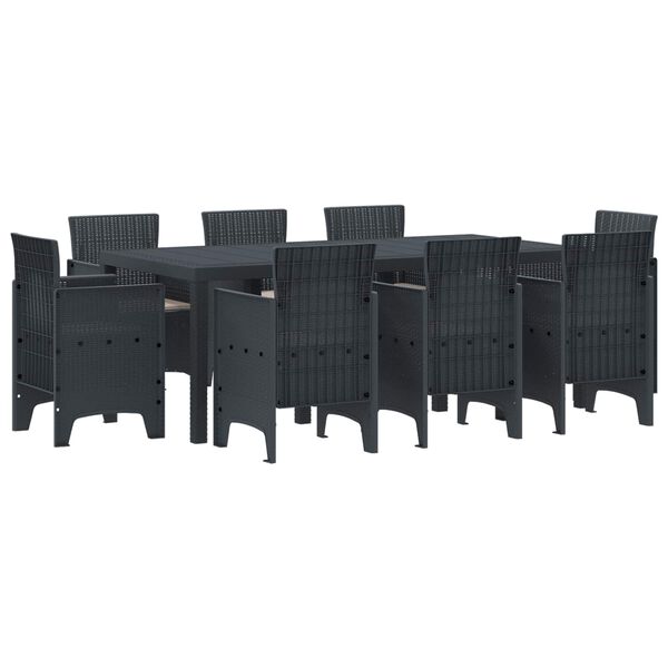 vidaXL Conjunto de Comedor de Jard&iacute;n 9 pcs Antracita Polipropileno