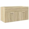 vidaXL Set de muebles de ba&ntilde;o 3 pzas madera contrachapada roble Sonoma