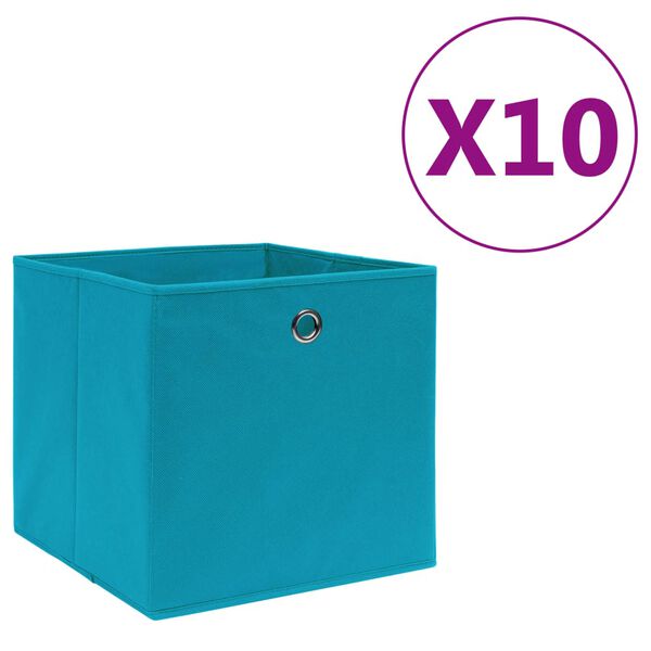 vidaXL Cajas de almacenaje 10 uds tela no tejida azul beb&eacute; 28x28x28 cm