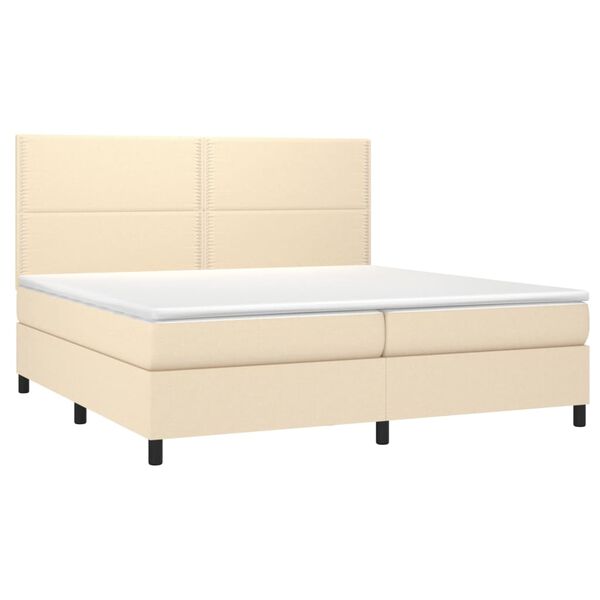 vidaXL Cama box spring con colch&oacute;n tela color crema 200x200 cm