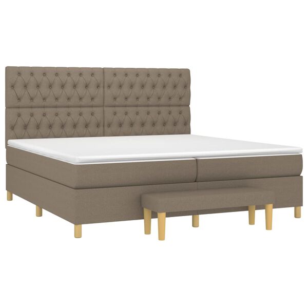 vidaXL Cama box spring con colch&oacute;n tela gris taupe 200x200 cm