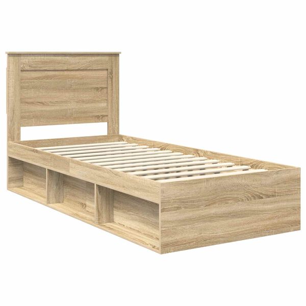vidaXL Estructura de cama con cabecera Roble Sonoma 90 x 200 cm