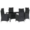vidaXL Conjunto de Comedor de Jard&iacute;n 5 uds. Negro rat&aacute;n sint&eacute;tico