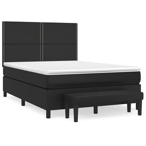 vidaXL Cama box spring con colch&oacute;n cuero sint&eacute;tico negro 140x190 cm