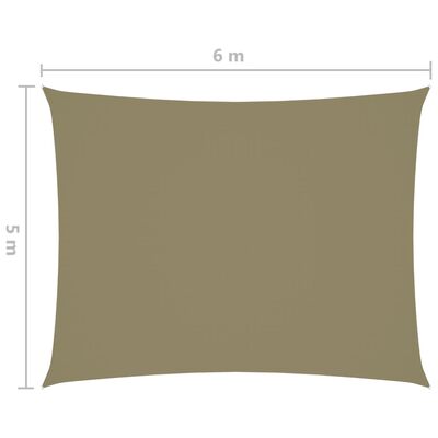 vidaXL Toldo de vela rectangular tela Oxford beige 5x6 m